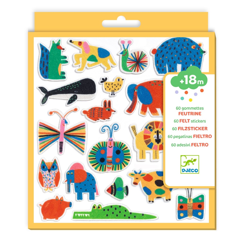 60 felt stickers - Animals everywhere! - Djeco