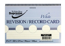 [5391530581103] Record Card Spiral 8x5 White Ruled RC-1103 Supreme