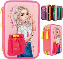 [4010070645915] TOPModel Triple Pencil Case With Appliqued Front Pocket